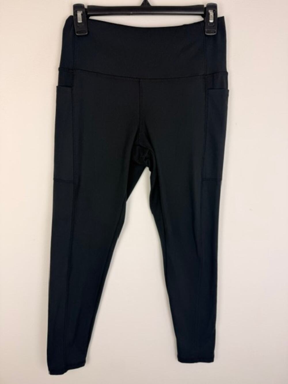 Danskin Womens High Rise Side Pockets Athletic Active Yoga Black Leggings Medium